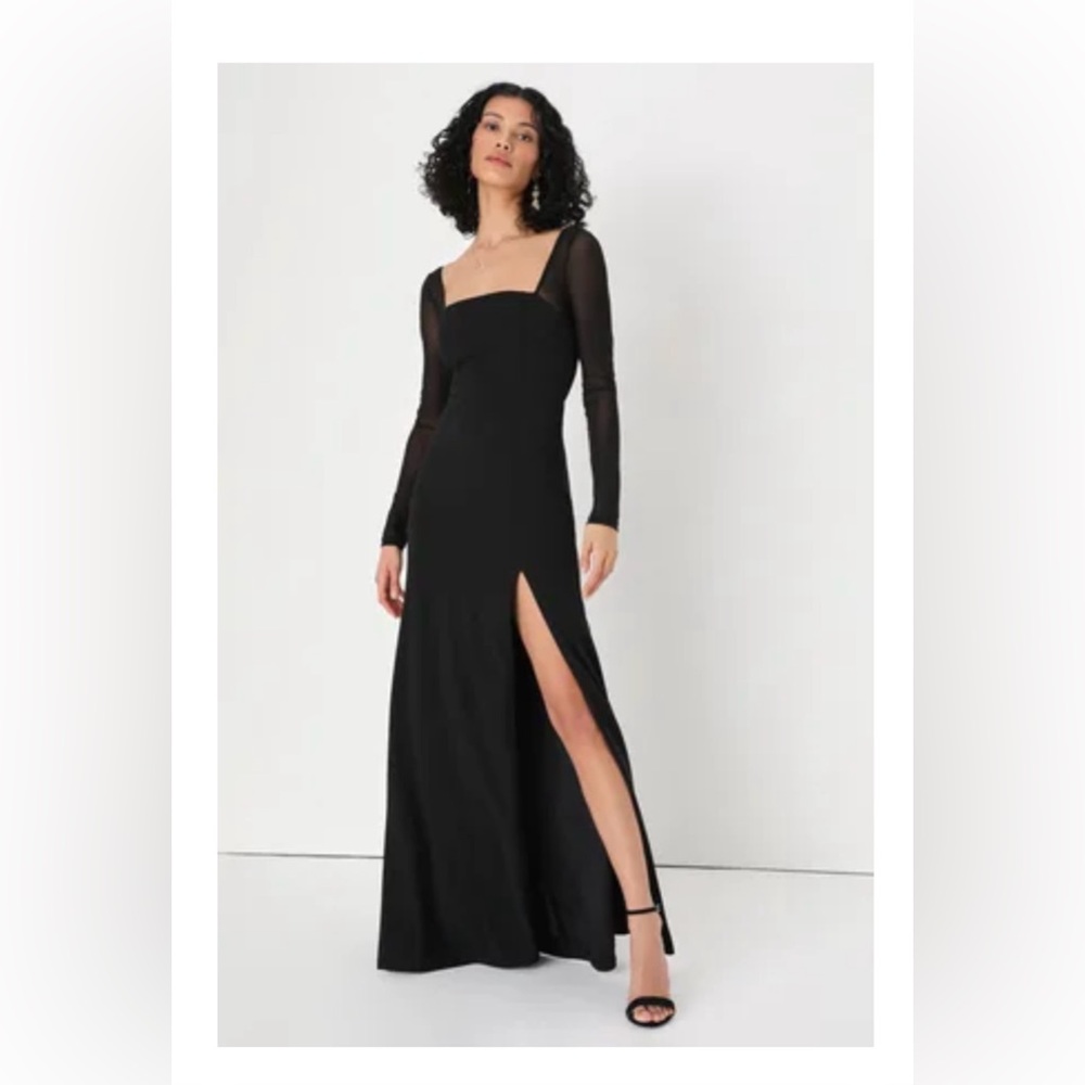 Lulus Perfectly Sensational Black Mesh Long Sleeve Maxi Dress